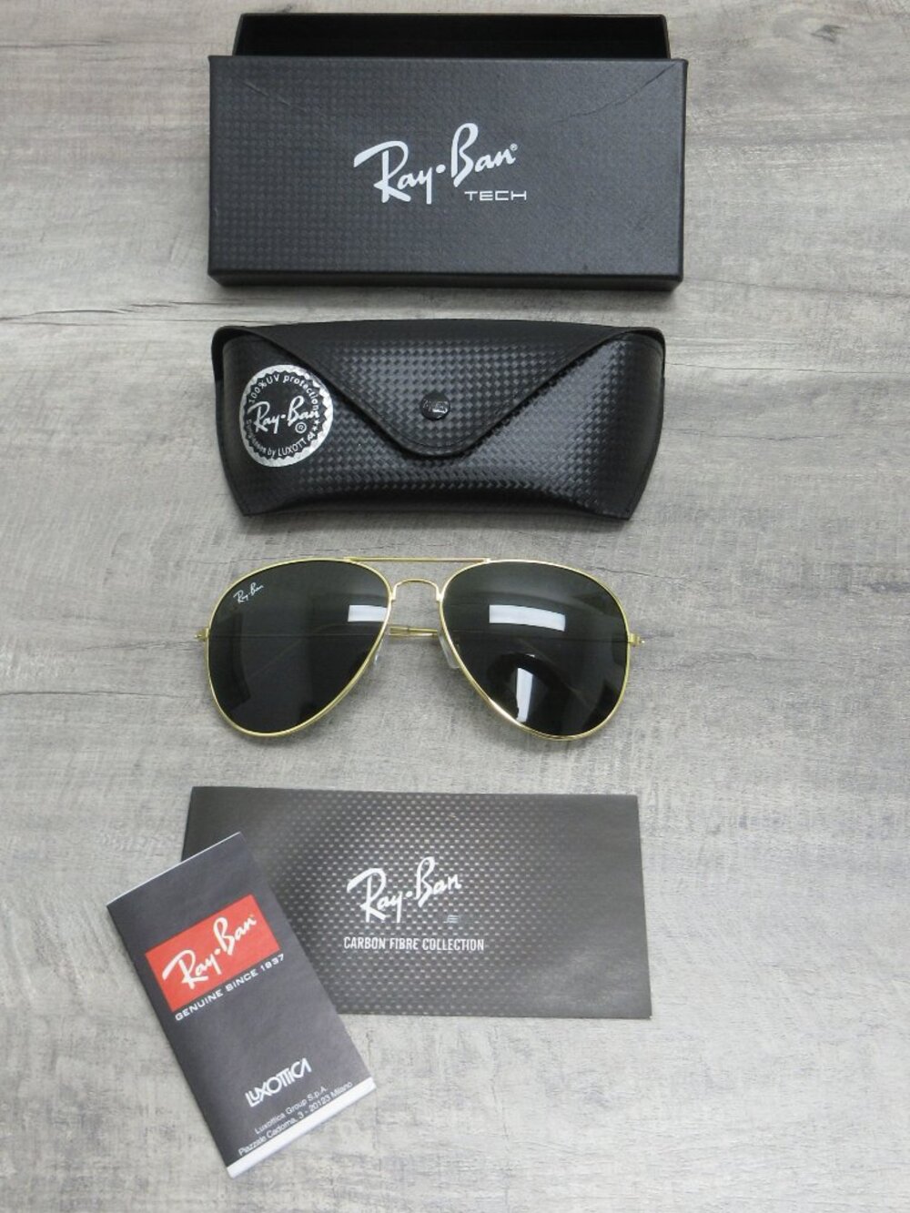 RAY-BAN AVIATOR CLASSIC SUNGLASSES GOLD TONE METAL FRAME RB 3025